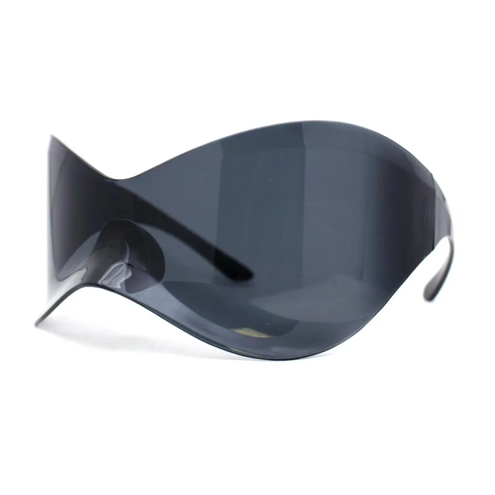 Womens Oversized Shield Sunglasses‎ Futuristic Butterfly Visor Black Wrap Shades